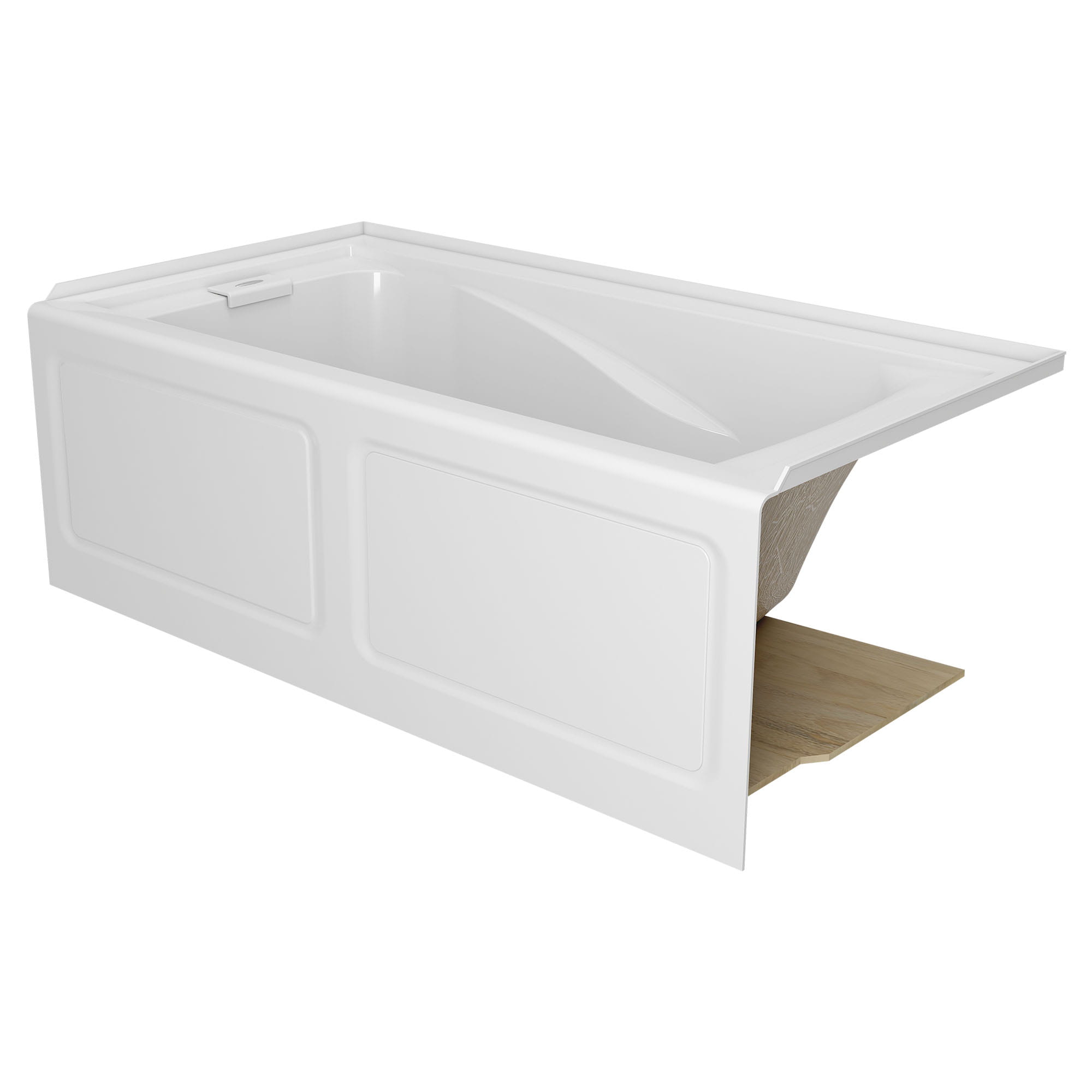 EverClean 60x32 Inch Integral Apron Deep Soak Bathtub with Left Hand Outlet WHITE